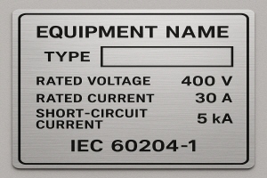 IEC 60204-1 に基づく銘板イメージ