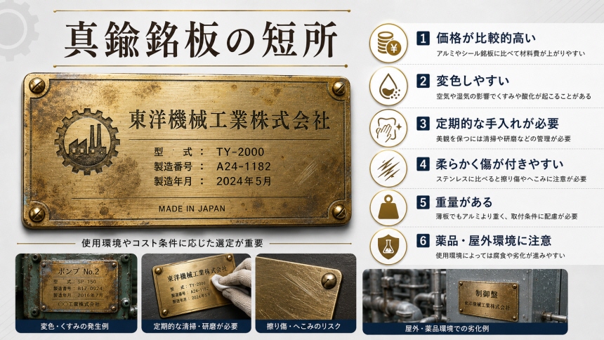 真鍮銘板の短所